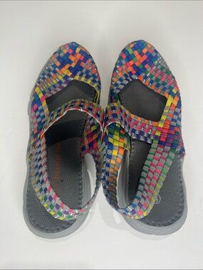 bernie mev. Multicolor Woven Mary Jane Sandals. NWOT